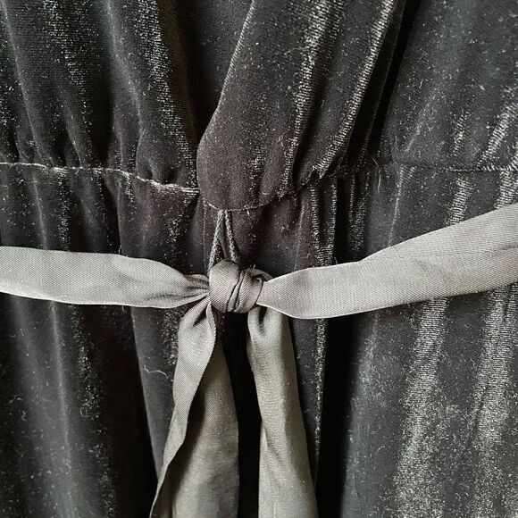 Draper James Women's Dress Sz 1X V-Neck Black Bow Tie Back Velvet Sleeveless NWT - Picture 5 of 9